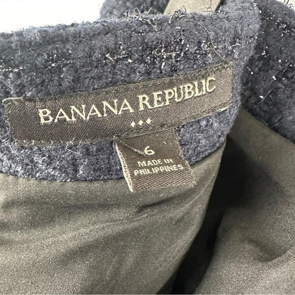 Banana Republic Pleated Black and Navy Blue Tweed Skirt | US Size 6 - Picture 7 of 8